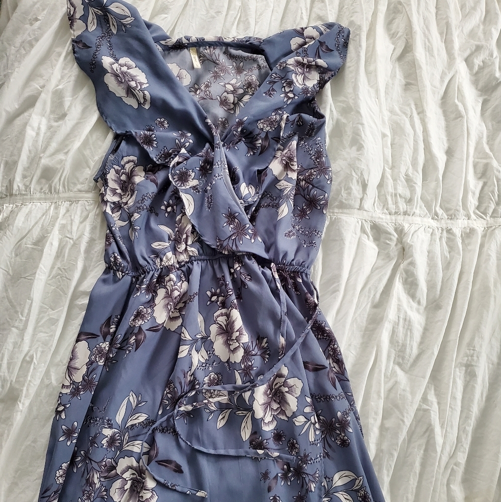 Light blue wrap dress maxi